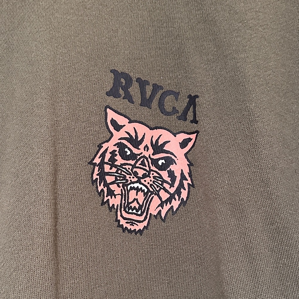 RVCA Dark Olive Women's Cropped Sweatshirt - Picture 2 of 4